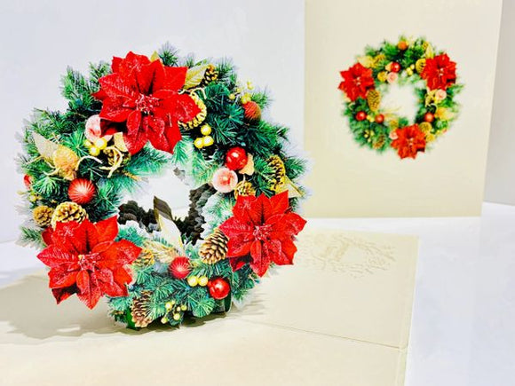 Christmas Poinsettia Wreath 3D Card